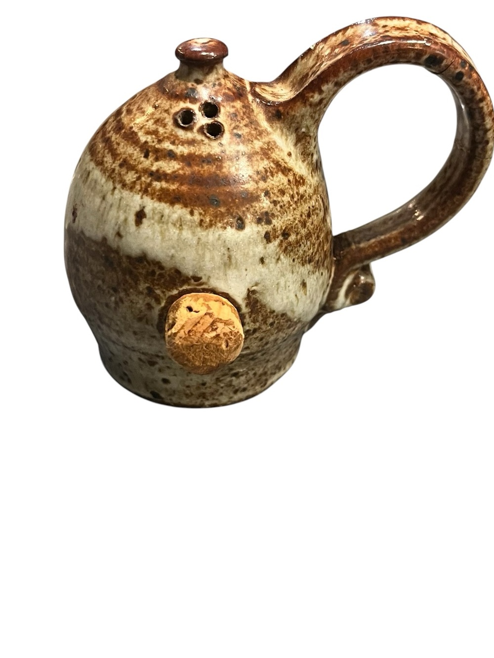 Vintage 1970s Studio Pottery Shaker Unusual Front Cork Signed